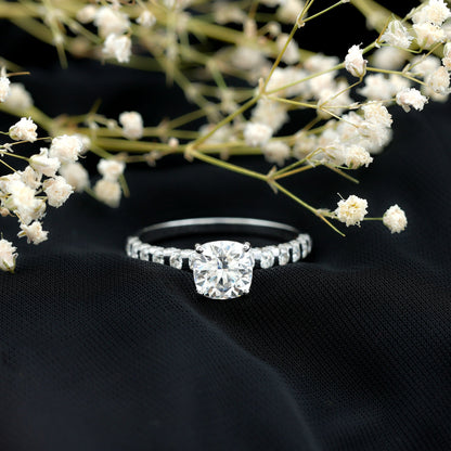Cushion Cut Moissanite Solitaire Engagement Ring for Women