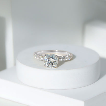 Cushion Cut Moissanite Solitaire Engagement Ring for Women
