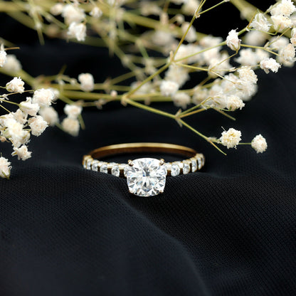 Cushion Cut Moissanite Solitaire Engagement Ring for Women