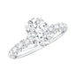 Oval Moissanite Solitaire Engagement Ring with Side Stones