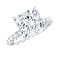 Princess Cut 3 Carat Moissanite Solitaire Engagement Ring with Side Stones