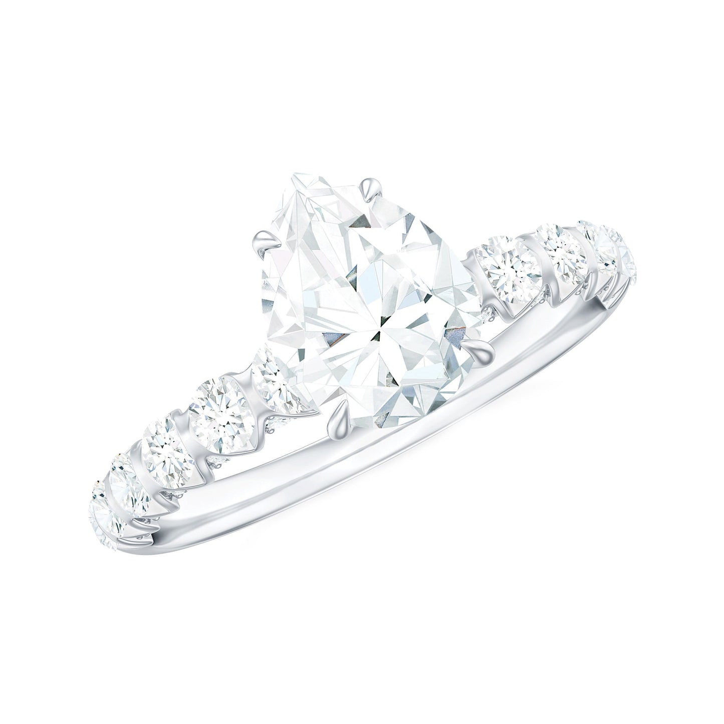 Pear Shaped Moissanite Solitaire Engagement Ring