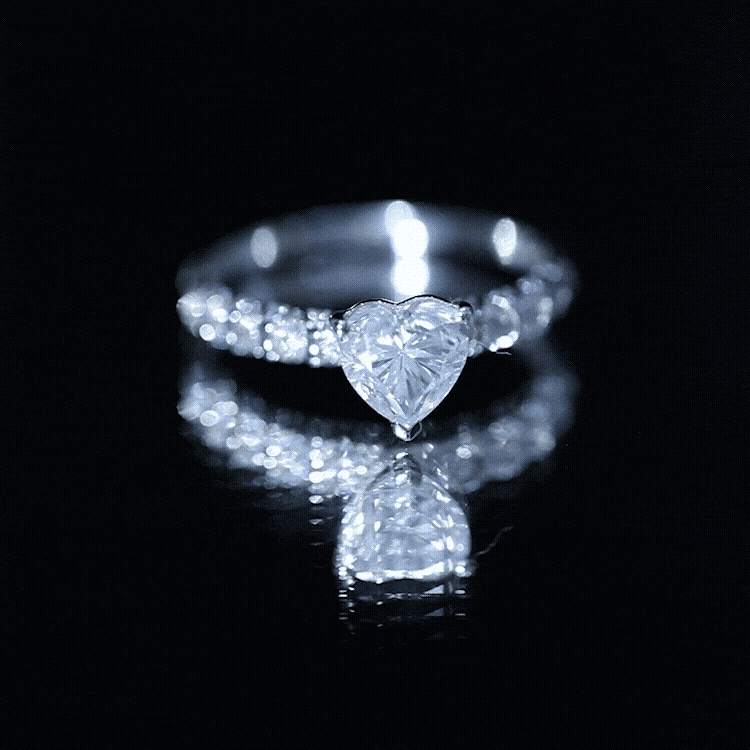 Heart Shape Moissanite Solitaire Engagement Ring With Side Stones