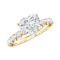 Heart Shape Moissanite Solitaire Engagement Ring With Side Stones