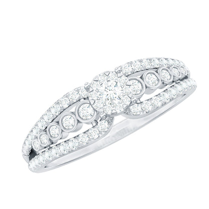 Diamond Designer Engagement Ring with Side Stones