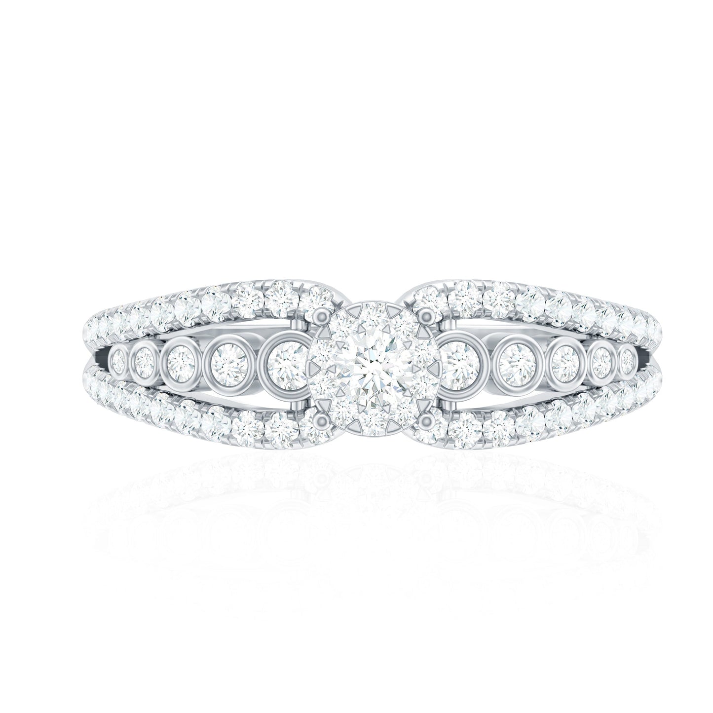 Diamond Designer Engagement Ring with Side Stones