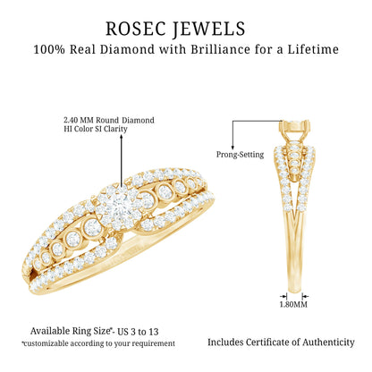 Diamond Designer Engagement Ring with Side Stones