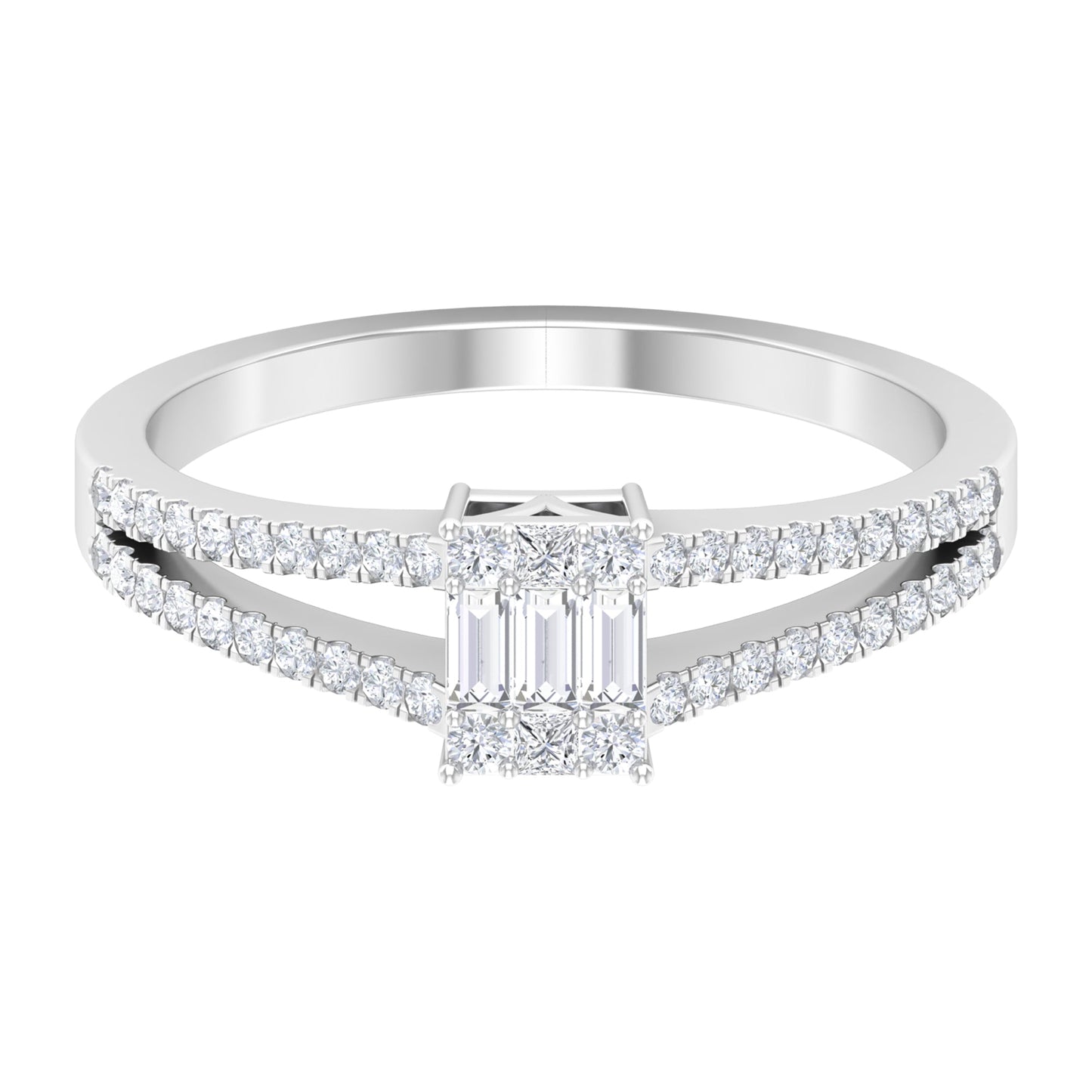 Split Shank Diamond Engagement Ring in Illusion Setting