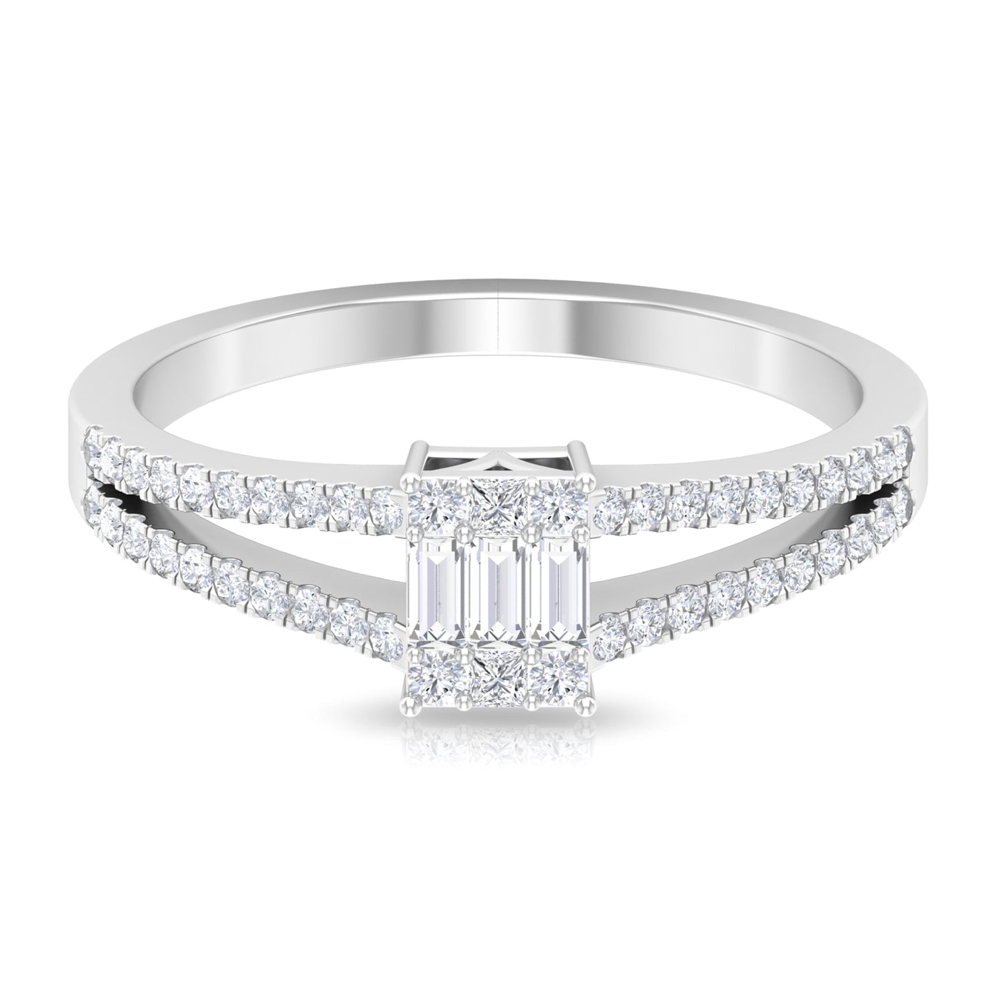 Split Shank Diamond Engagement Ring in Illusion Setting