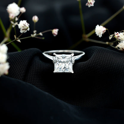 Princess Cut Certified Moissanite Solitaire Engagement Ring