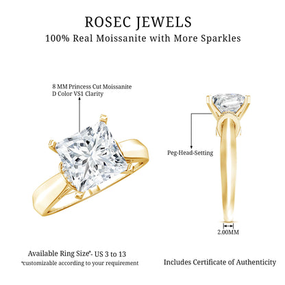 Princess Cut Certified Moissanite Solitaire Engagement Ring