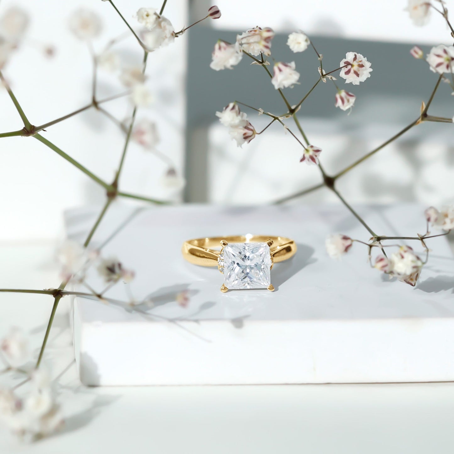 Princess Cut Certified Moissanite Solitaire Engagement Ring