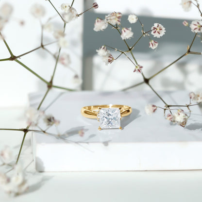 Princess Cut Certified Moissanite Solitaire Engagement Ring