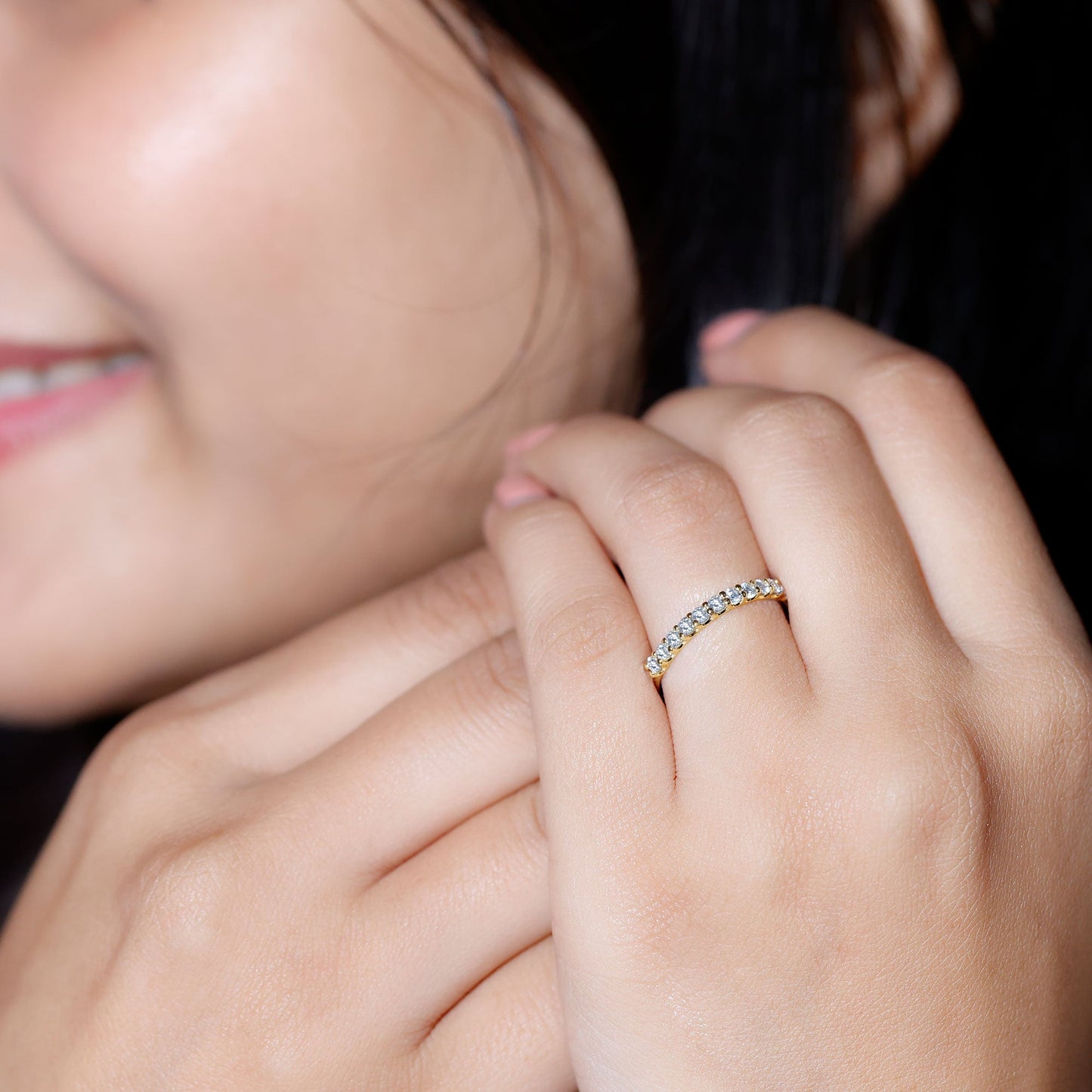 Round Cut Diamond Stackable Eternity Band