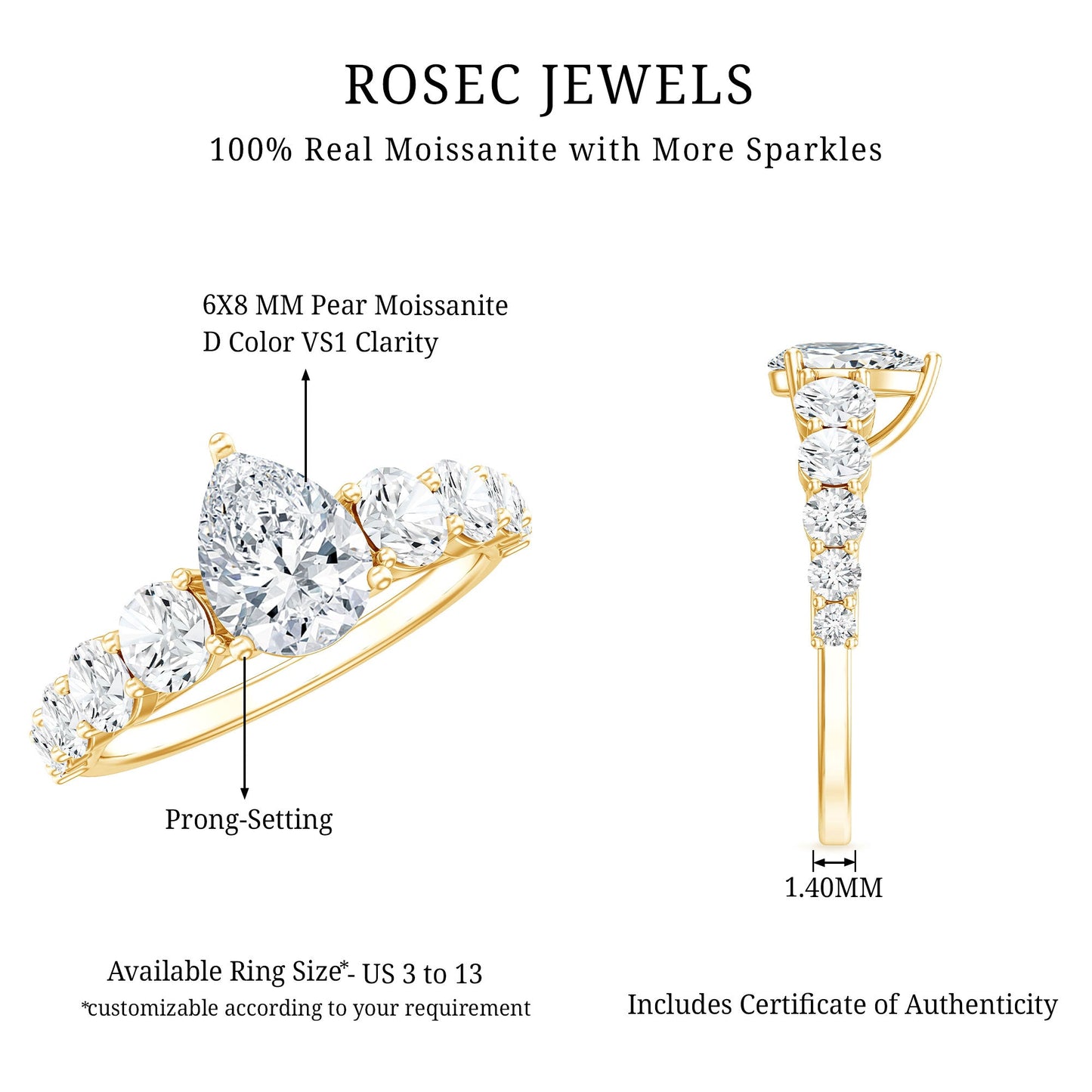 Perfect Pear Engagement Ring with Moissanite