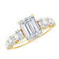 1.8 Carat Emerald Cut Moissanite Side Stone Engagement Ring with Certificate