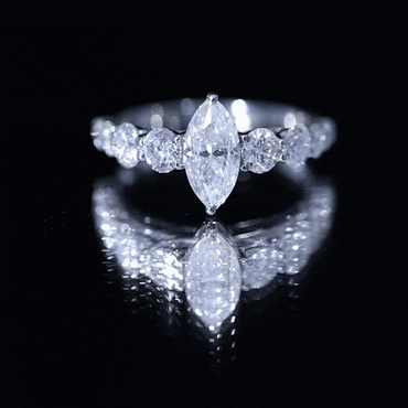 Marquise Moissanite Engagement Ring With Side Stones