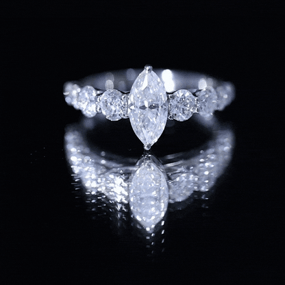 Marquise Moissanite Engagement Ring With Side Stones