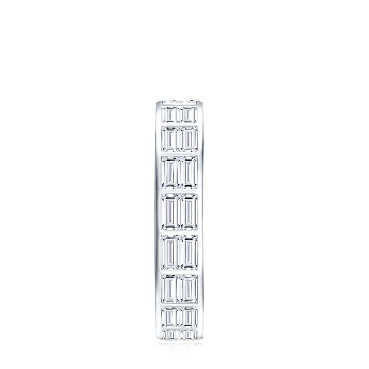Baguette Cut Certified Moissanite Two Row Eternity Band