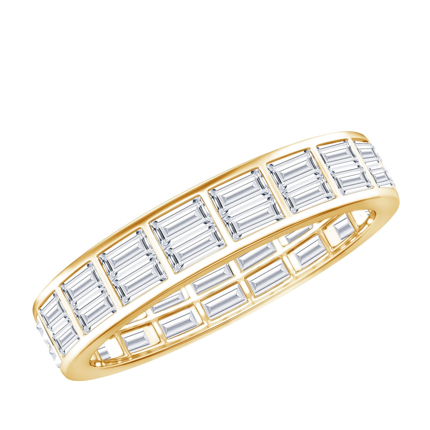 Baguette Cut Certified Moissanite Two Row Eternity Band