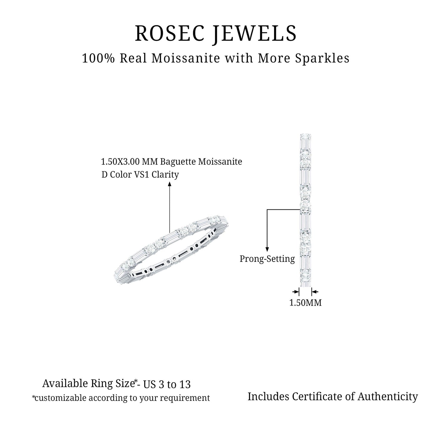 Certified Moissanite Stackable Enhancer Ring