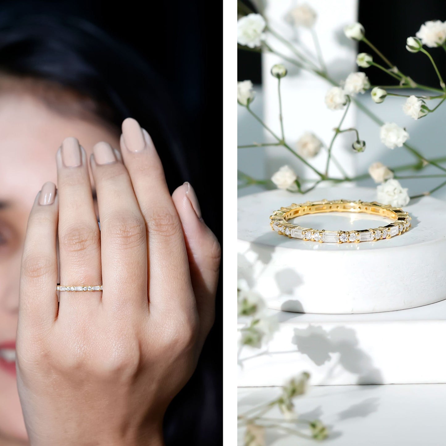 Certified Moissanite Stackable Enhancer Ring