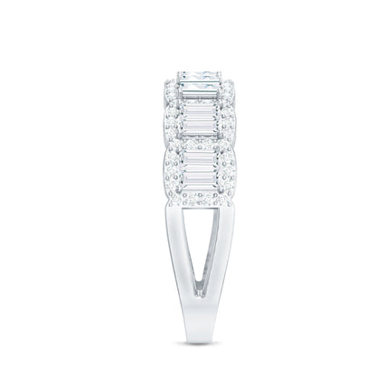 Designer Baguette Moissanite Half Eternity Band Ring