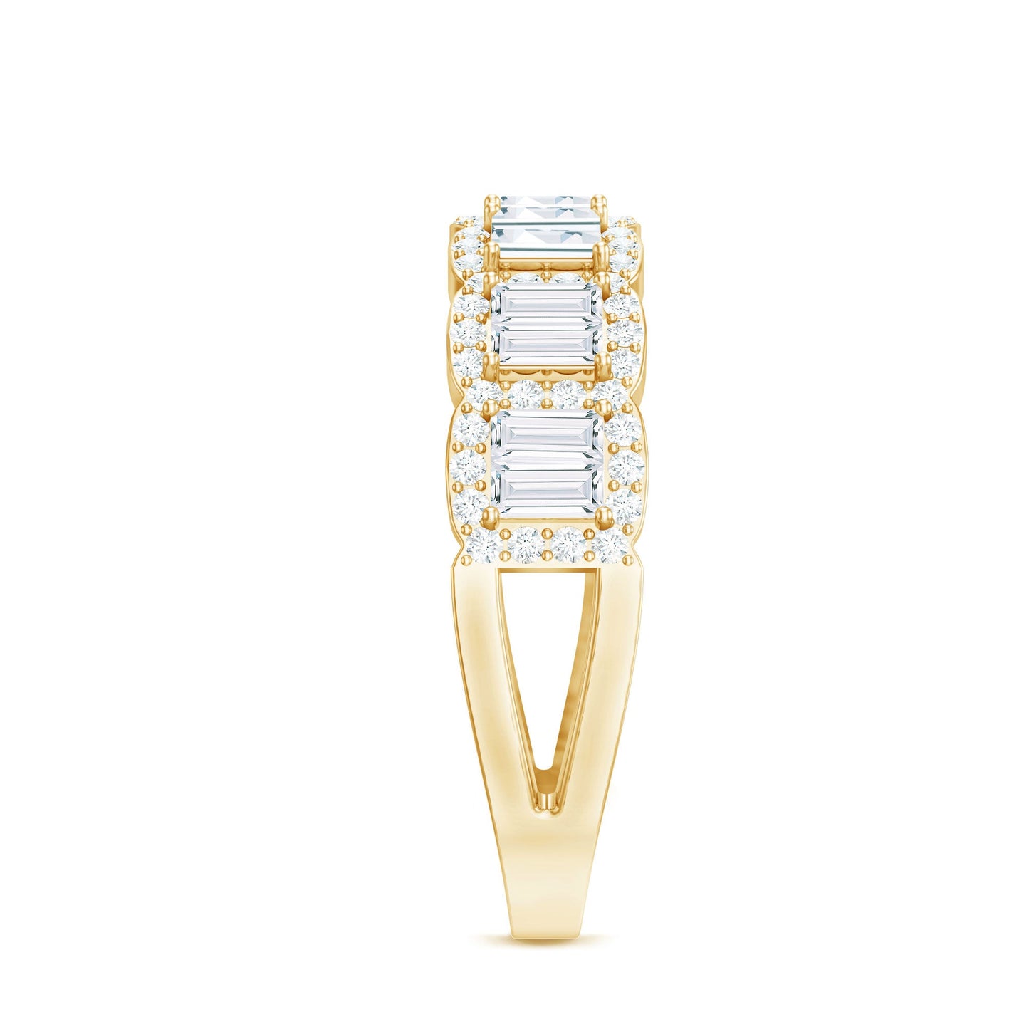 Designer Baguette Moissanite Half Eternity Band Ring