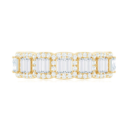 Designer Baguette Moissanite Half Eternity Band Ring