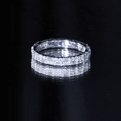 Double Row Moissanite Stackable Eternity Band Ring