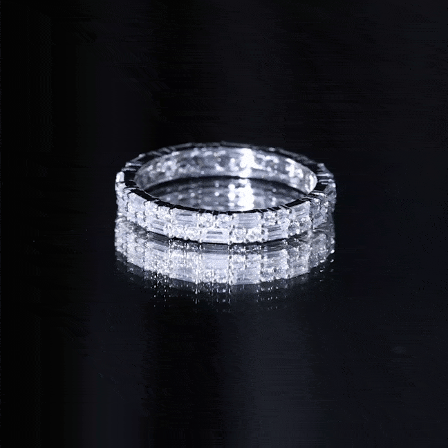 Double Row Moissanite Stackable Eternity Band Ring