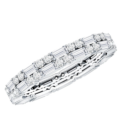 Double Row Moissanite Stackable Eternity Band Ring