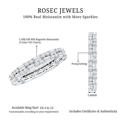 Double Row Moissanite Stackable Eternity Band Ring