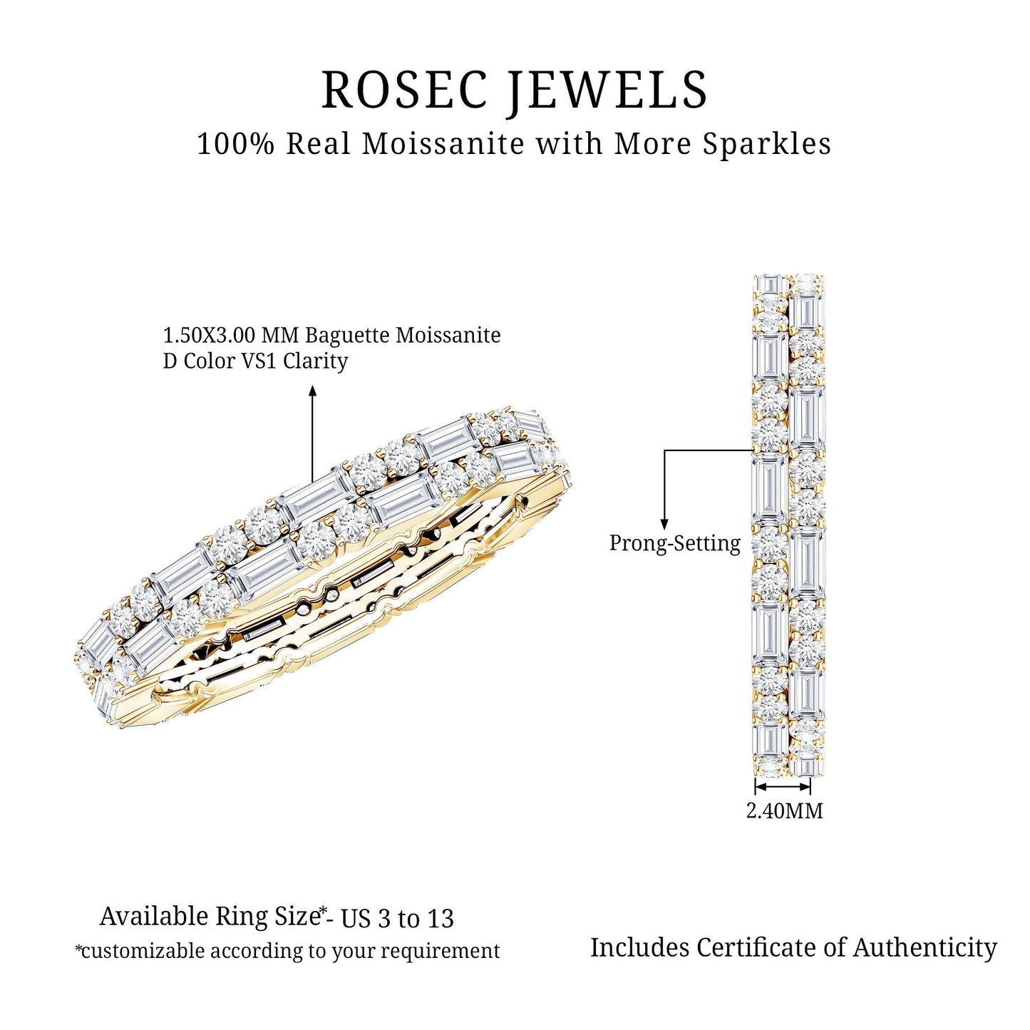 Double Row Moissanite Stackable Eternity Band Ring