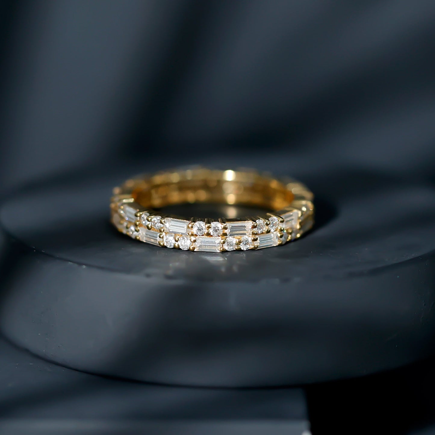 Double Row Moissanite Stackable Eternity Band Ring