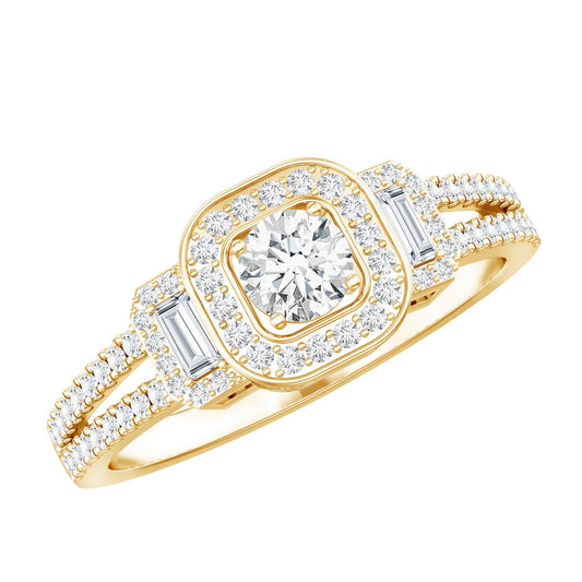Certified Moissanite Vintage Inspired Engagement Ring