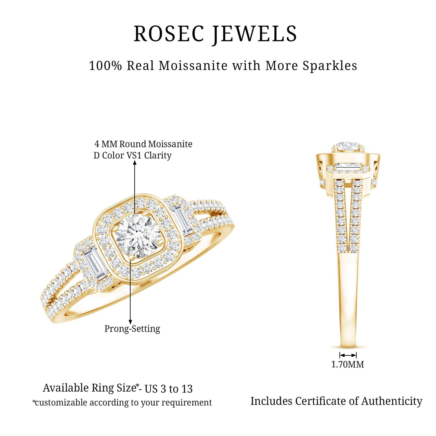 Certified Moissanite Vintage Inspired Engagement Ring