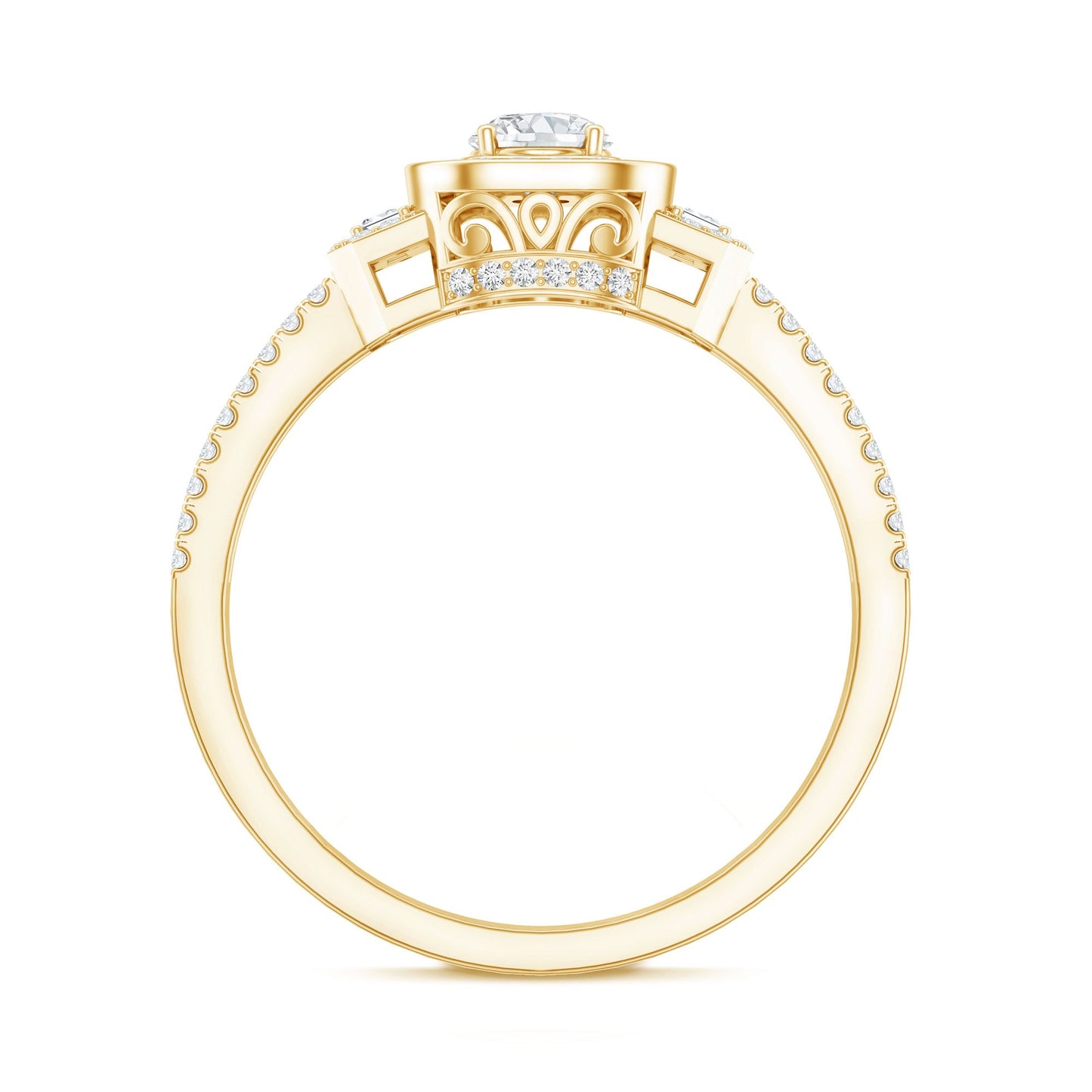 Certified Moissanite Vintage Inspired Engagement Ring