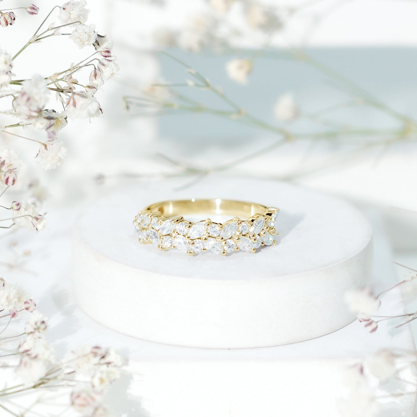 Certified Moissanite Cluster Eternity Band