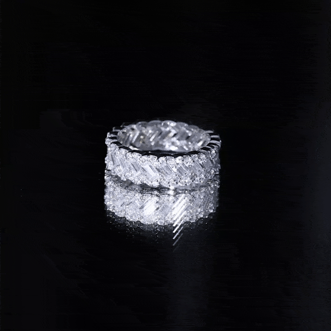 Baguette and Round Moissanite Braided Wedding Band