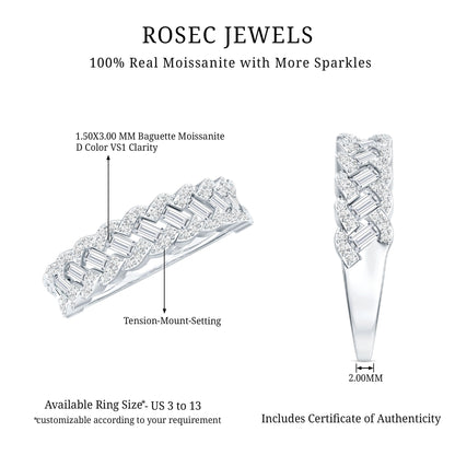 Certified Moissanite Braided Half Eternity Band Ring