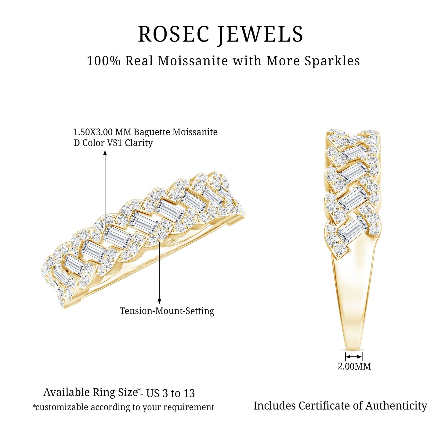 Certified Moissanite Braided Half Eternity Band Ring