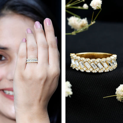 Certified Moissanite Braided Half Eternity Band Ring