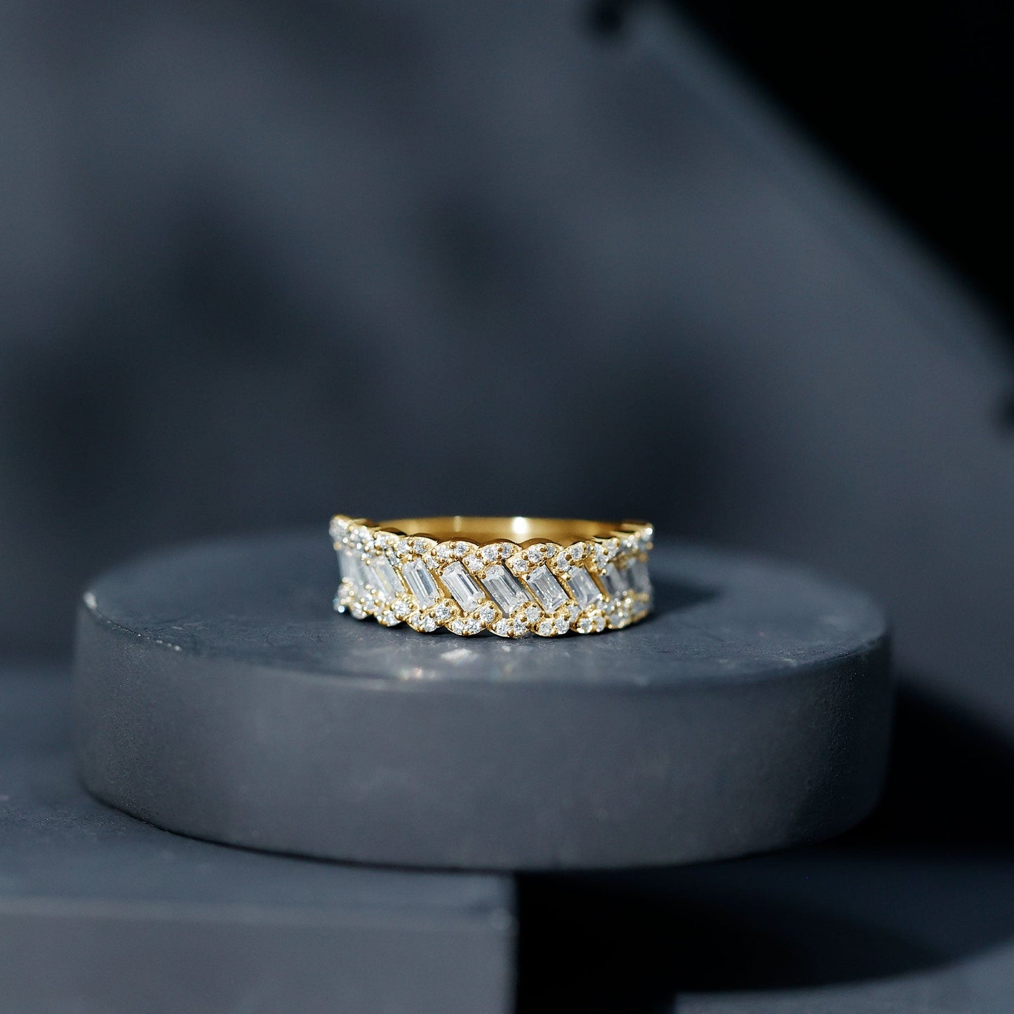 Certified Moissanite Braided Half Eternity Band Ring