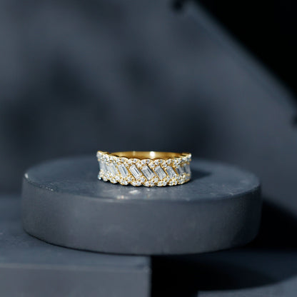 Certified Moissanite Braided Half Eternity Band Ring