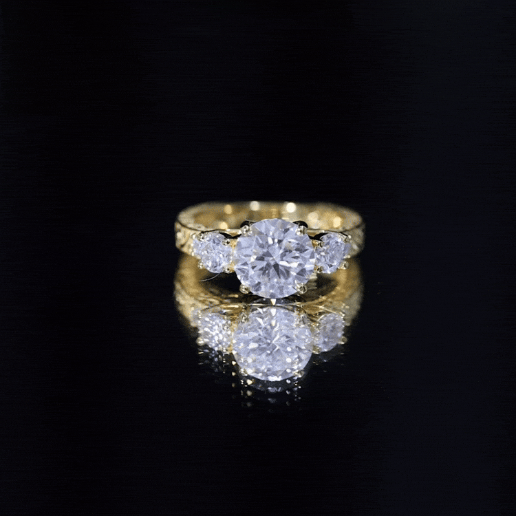 Vintage Style Moissanite 3 Stone Engagement Ring for Women