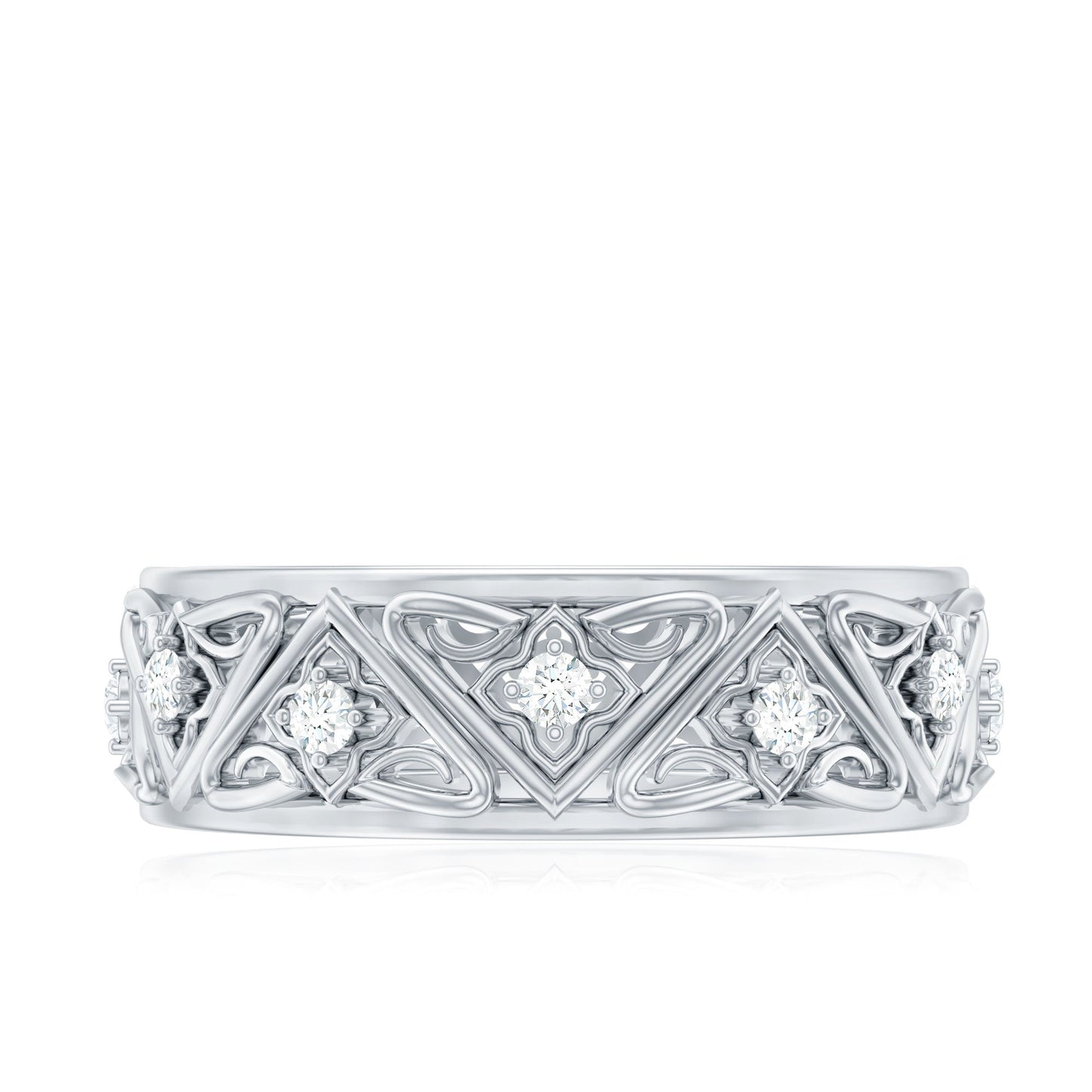 Vintage Style Diamond Wedding Band Ring