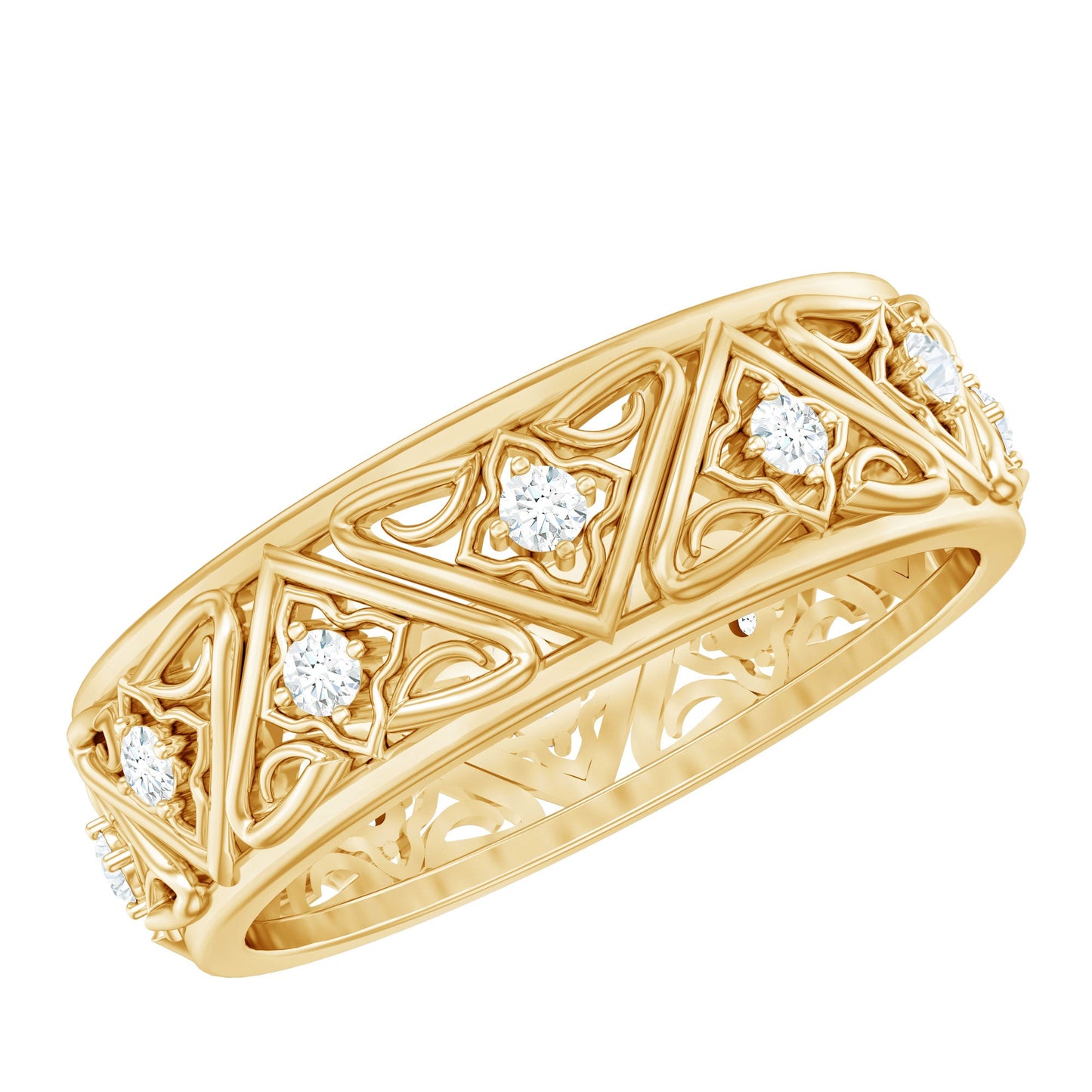 Vintage Style Diamond Wedding Band Ring