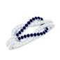 Natural Blue Sapphire Diamond Interlock Ring for Women