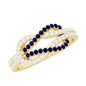 Natural Blue Sapphire Diamond Interlock Ring for Women